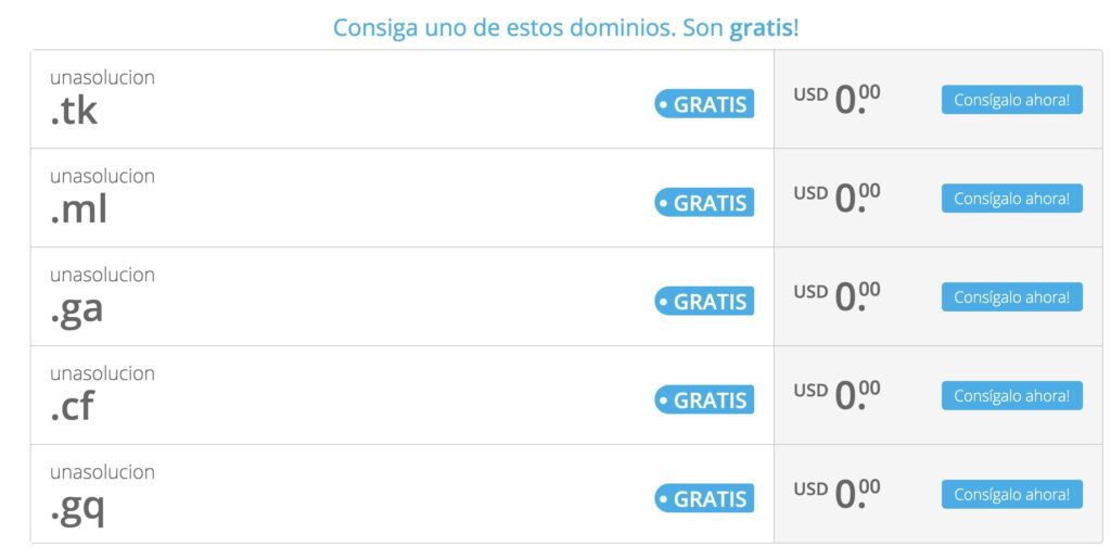 Dominios gratis en Freenom